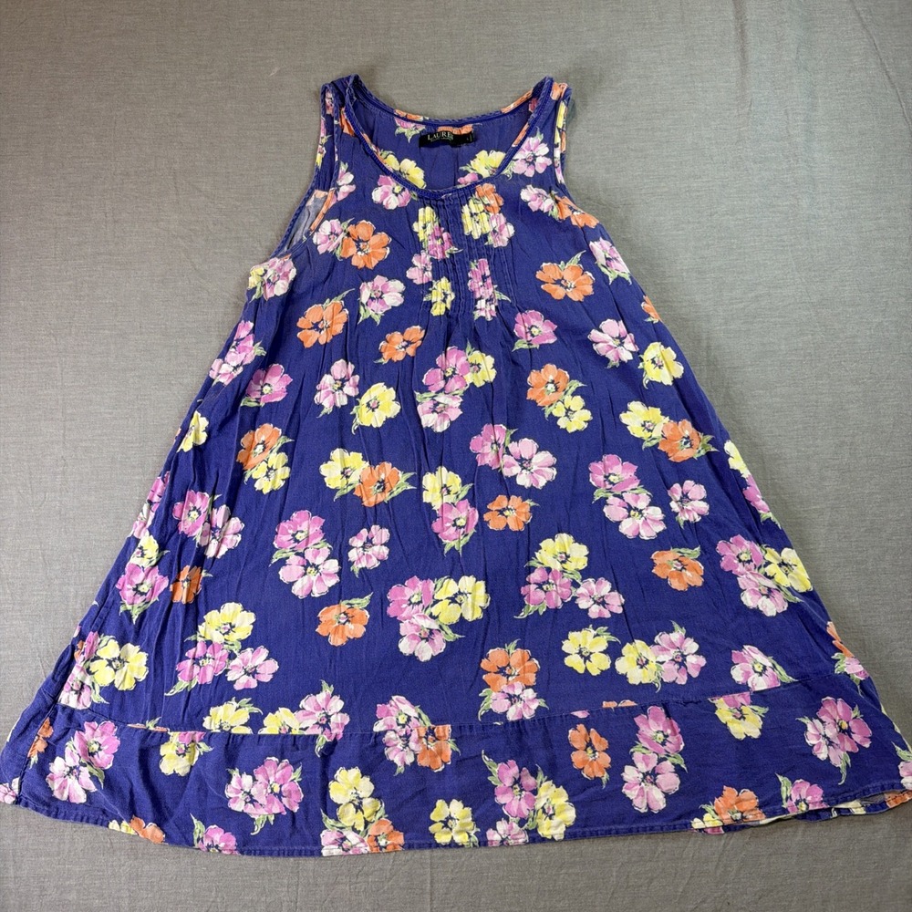 Lauren Ralph Lauren Dress Womens Large Purple Paisley Floral Print Stretch